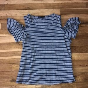 Striped open shoulder Top
